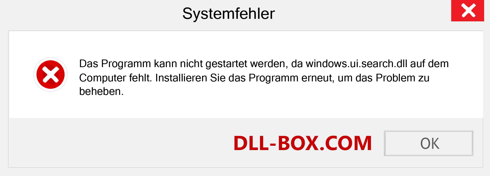 windows.ui.search.dll-Datei fehlt?. Download für Windows 7, 8, 10 - Fix windows.ui.search dll Missing Error unter Windows, Fotos, Bildern